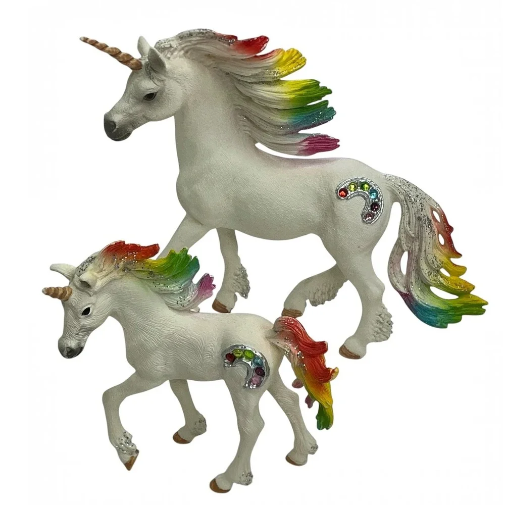 Schleich Bayala White Rainbow Unicorn Set Kids Glitter Gemstone Figures